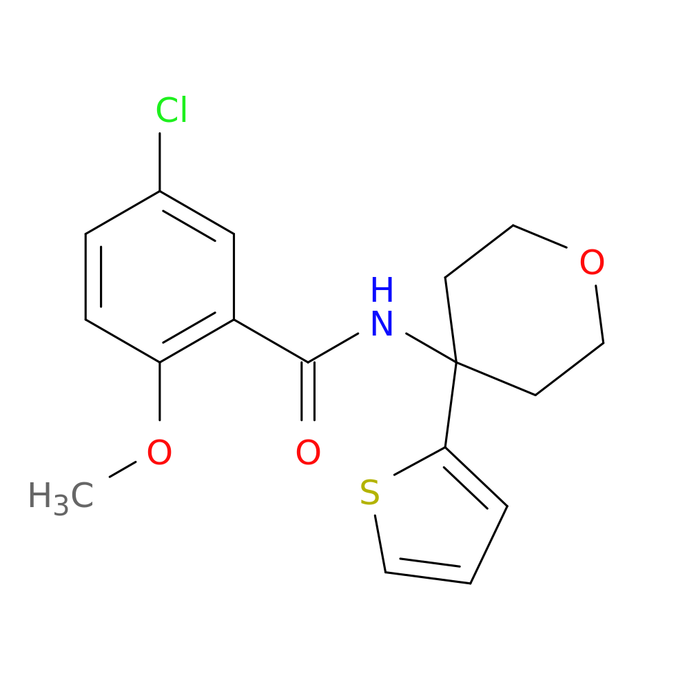 5-chloro-2-methoxy-N-[4-(thiophen-2-yl)oxan-4-yl]benzamide