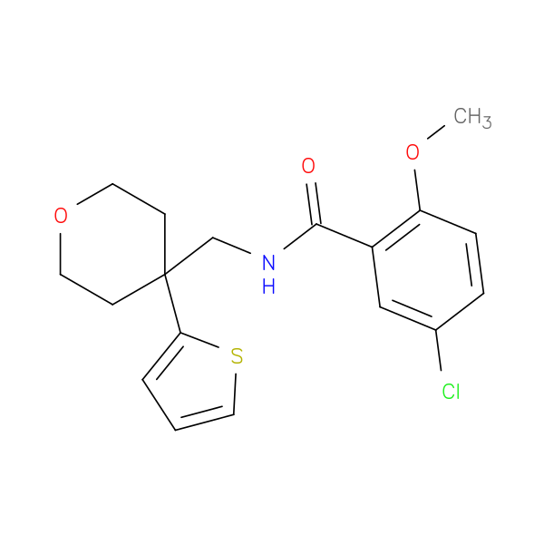 5-chloro-2-methoxy-N-{[4-(thiophen-2-yl)oxan-4-yl]methyl}benzamide