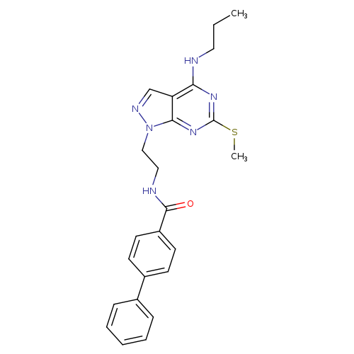 N-{2-[6-(methylsulfanyl)-4-(propylamino)-1H-pyrazolo[3,4-d]pyrimidin-1-yl]ethyl}-[1,1'-biphenyl]-4-carboxamide