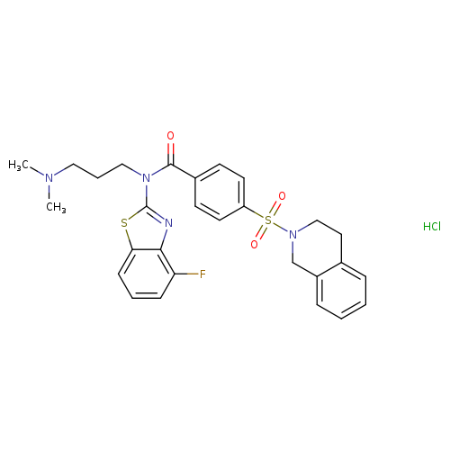 N-[3-(dimethylamino)propyl]-N-(4-fluoro-1,3-benzothiazol-2-yl)-4-(1,2,3,4-tetrahydroisoquinoline-2-sulfonyl)benzamide hydrochloride