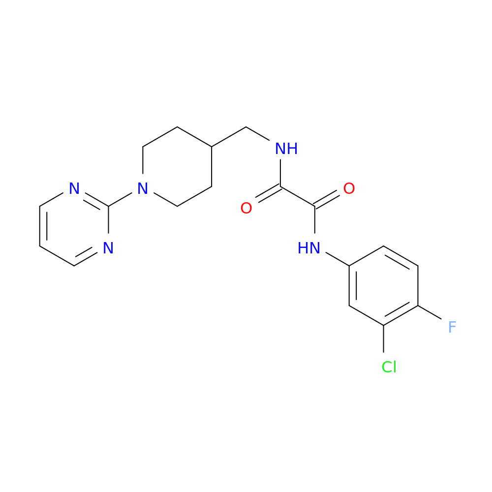 N'-(3-chloro-4-fluorophenyl)-N-{[1-(pyrimidin-2-yl)piperidin-4-yl]methyl}ethanediamide