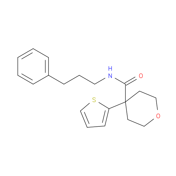 N-(3-phenylpropyl)-4-(thiophen-2-yl)oxane-4-carboxamide