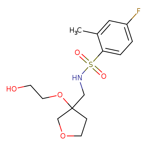 4-fluoro-N-{[3-(2-hydroxyethoxy)oxolan-3-yl]methyl}-2-methylbenzene-1-sulfonamide