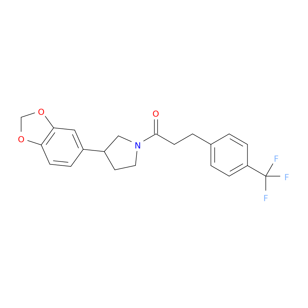 1-[3-(2H-1,3-benzodioxol-5-yl)pyrrolidin-1-yl]-3-[4-(trifluoromethyl)phenyl]propan-1-one