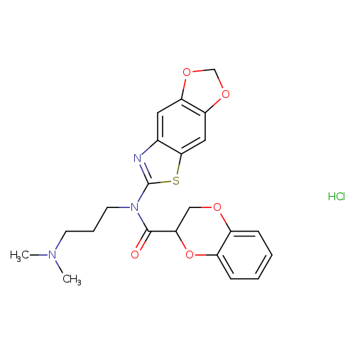 N-[3-(dimethylamino)propyl]-N-{4,6-dioxa-10-thia-12-azatricyclo[7.3.0.0^{3,7}]dodeca-1(9),2,7,11-tetraen-11-yl}-2,3-dihydro-1,4-benzodioxine-2-carboxamide hydrochloride