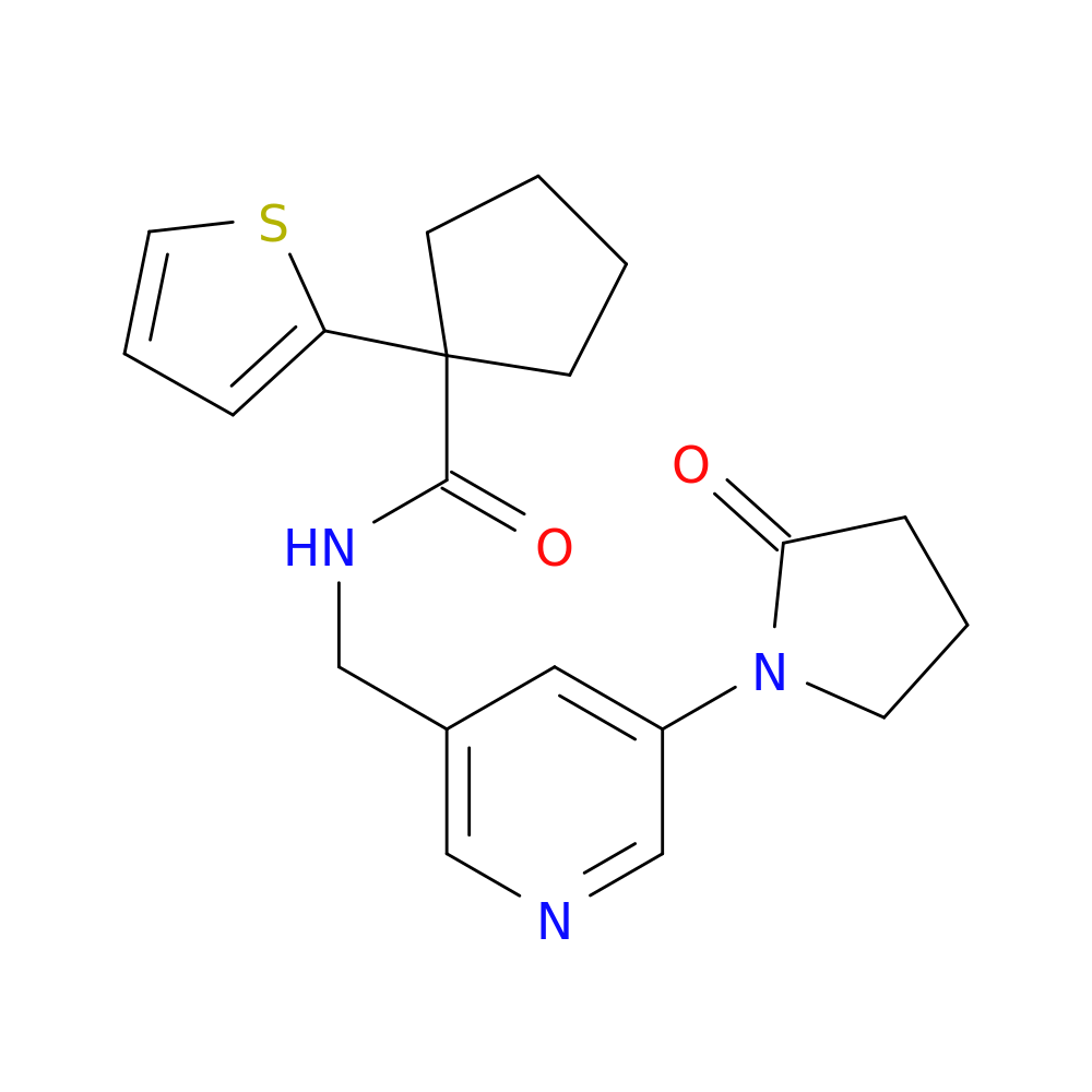 N-{[5-(2-oxopyrrolidin-1-yl)pyridin-3-yl]methyl}-1-(thiophen-2-yl)cyclopentane-1-carboxamide
