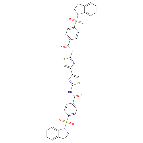 4-(2,3-dihydro-1H-indole-1-sulfonyl)-N-(4-{2-[4-(2,3-dihydro-1H-indole-1-sulfonyl)benzamido]-1,3-thiazol-4-yl}-1,3-thiazol-2-yl)benzamide