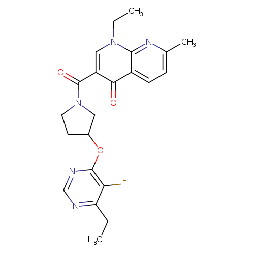 1-ethyl-3-{3-[(6-ethyl-5-fluoropyrimidin-4-yl)oxy]pyrrolidine-1-carbonyl}-7-methyl-1,4-dihydro-1,8-naphthyridin-4-one