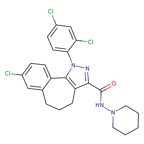 N-PIPERIDINYL-[8-CHLORO-1-(2,4-DICHLOROPHENYL)-1,4,5,6-TETRAHYDROBENZO-[6,7]CYCLOHEPTAL[1,2-C]PYRAZOLE-3-CARBOXAMIDE
