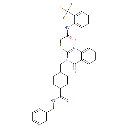 N-benzyl-4-({4-oxo-2-[({[2-(trifluoromethyl)phenyl]carbamoyl}methyl)sulfanyl]-3,4-dihydroquinazolin-3-yl}methyl)cyclohexane-1-carboxamide