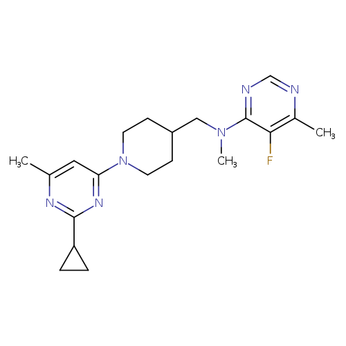 N-{[1-(2-cyclopropyl-6-methylpyrimidin-4-yl)piperidin-4-yl]methyl}-5-fluoro-N,6-dimethylpyrimidin-4-amine
