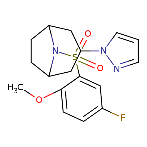 8-(5-fluoro-2-methoxybenzenesulfonyl)-3-(1H-pyrazol-1-yl)-8-azabicyclo[3.2.1]octane