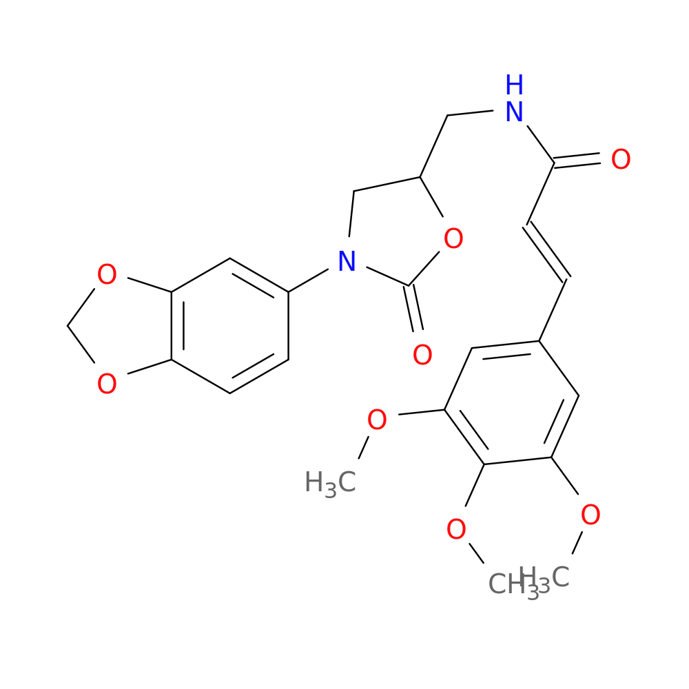 (2E)-N-{[3-(2H-1,3-benzodioxol-5-yl)-2-oxo-1,3-oxazolidin-5-yl]methyl}-3-(3,4,5-trimethoxyphenyl)prop-2-enamide