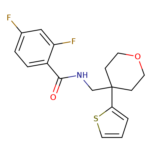 2,4-difluoro-N-{[4-(thiophen-2-yl)oxan-4-yl]methyl}benzamide