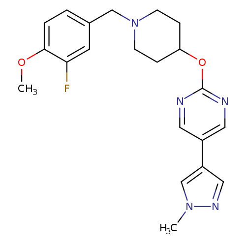 2-({1-[(3-fluoro-4-methoxyphenyl)methyl]piperidin-4-yl}oxy)-5-(1-methyl-1H-pyrazol-4-yl)pyrimidine