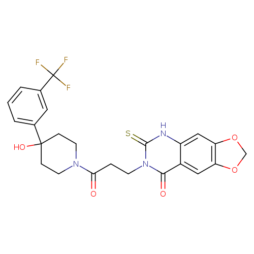 7-(3-{4-hydroxy-4-[3-(trifluoromethyl)phenyl]piperidin-1-yl}-3-oxopropyl)-6-sulfanylidene-2H,5H,6H,7H,8H-[1,3]dioxolo[4,5-g]quinazolin-8-one