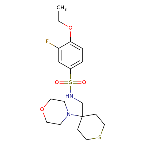 4-ethoxy-3-fluoro-N-{[4-(morpholin-4-yl)thian-4-yl]methyl}benzene-1-sulfonamide
