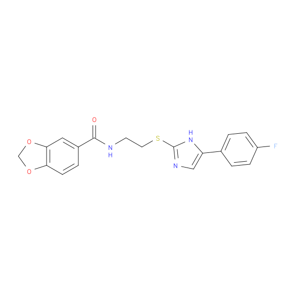 N-(2-{[5-(4-fluorophenyl)-1H-imidazol-2-yl]sulfanyl}ethyl)-2H-1,3-benzodioxole-5-carboxamide