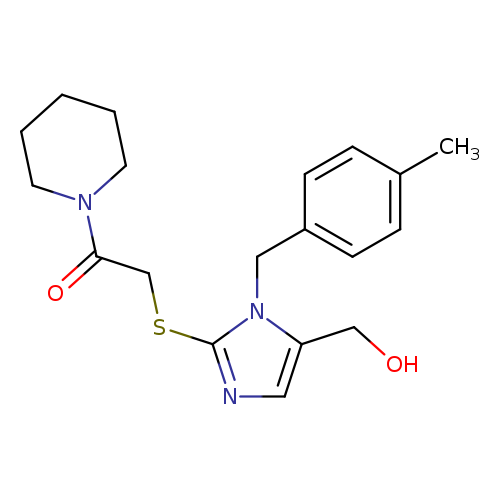 2-{[5-(hydroxymethyl)-1-[(4-methylphenyl)methyl]-1H-imidazol-2-yl]sulfanyl}-1-(piperidin-1-yl)ethan-1-one
