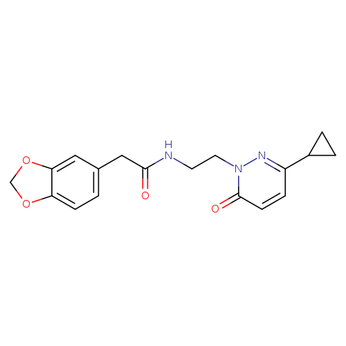 2-(2H-1,3-benzodioxol-5-yl)-N-[2-(3-cyclopropyl-6-oxo-1,6-dihydropyridazin-1-yl)ethyl]acetamide