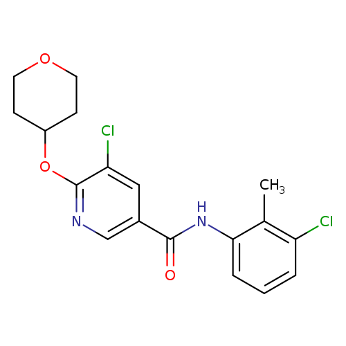 5-chloro-N-(3-chloro-2-methylphenyl)-6-(oxan-4-yloxy)pyridine-3-carboxamide