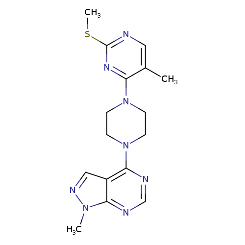 5-methyl-4-(4-{1-methyl-1H-pyrazolo[3,4-d]pyrimidin-4-yl}piperazin-1-yl)-2-(methylsulfanyl)pyrimidine