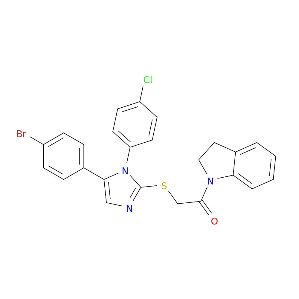 2-{[5-(4-bromophenyl)-1-(4-chlorophenyl)-1H-imidazol-2-yl]sulfanyl}-1-(2,3-dihydro-1H-indol-1-yl)ethan-1-one