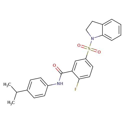5-(2,3-dihydro-1H-indole-1-sulfonyl)-2-fluoro-N-[4-(propan-2-yl)phenyl]benzamide