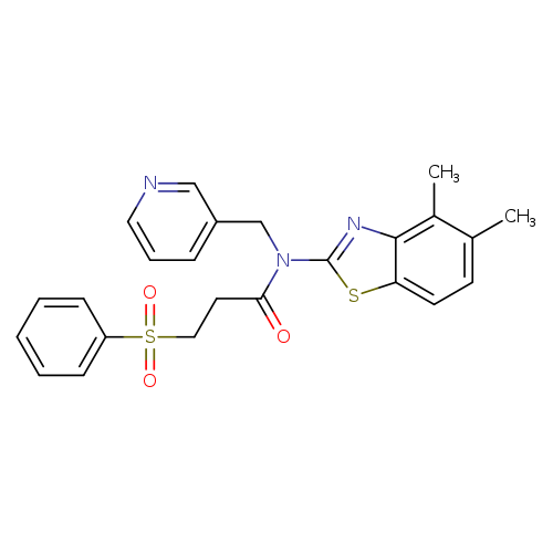 3-(benzenesulfonyl)-N-(4,5-dimethyl-1,3-benzothiazol-2-yl)-N-[(pyridin-3-yl)methyl]propanamide