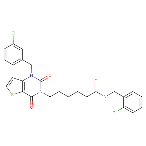 N-[(2-chlorophenyl)methyl]-6-{1-[(3-chlorophenyl)methyl]-2,4-dioxo-1H,2H,3H,4H-thieno[3,2-d]pyrimidin-3-yl}hexanamide