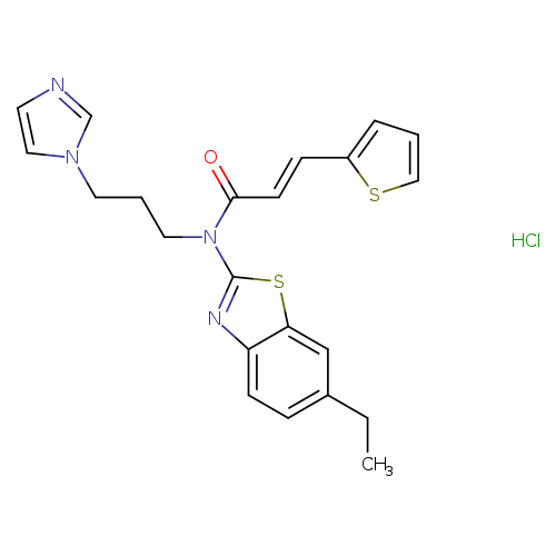 (2E)-N-(6-ethyl-1,3-benzothiazol-2-yl)-N-[3-(1H-imidazol-1-yl)propyl]-3-(thiophen-2-yl)prop-2-enamide hydrochloride