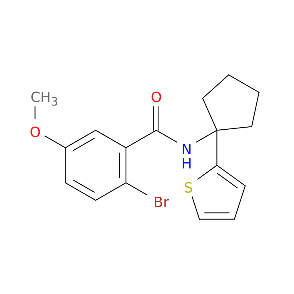 2-bromo-5-methoxy-N-[1-(thiophen-2-yl)cyclopentyl]benzamide