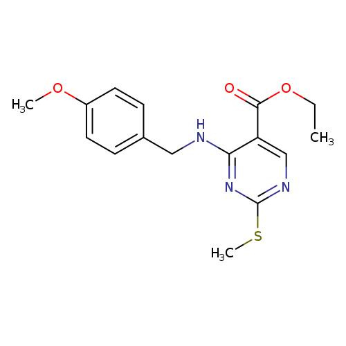 5-Pyrimidinecarboxylic acid, 4-[[(4-methoxyphenyl)methyl]amino]-2-(methylthio)-, ethyl ester