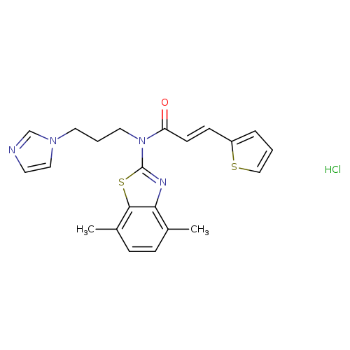 (2E)-N-(4,7-dimethyl-1,3-benzothiazol-2-yl)-N-[3-(1H-imidazol-1-yl)propyl]-3-(thiophen-2-yl)prop-2-enamide hydrochloride
