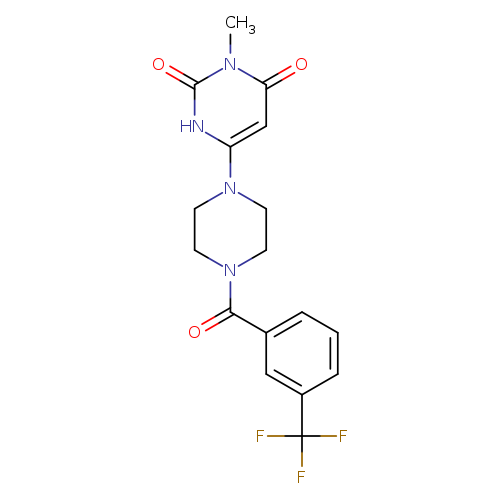 3-methyl-6-{4-[3-(trifluoromethyl)benzoyl]piperazin-1-yl}-1,2,3,4-tetrahydropyrimidine-2,4-dione