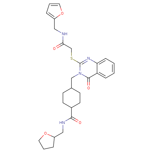 4-({2-[({[(furan-2-yl)methyl]carbamoyl}methyl)sulfanyl]-4-oxo-3,4-dihydroquinazolin-3-yl}methyl)-N-[(oxolan-2-yl)methyl]cyclohexane-1-carboxamide
