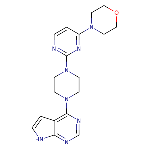 4-[2-(4-{7H-pyrrolo[2,3-d]pyrimidin-4-yl}piperazin-1-yl)pyrimidin-4-yl]morpholine