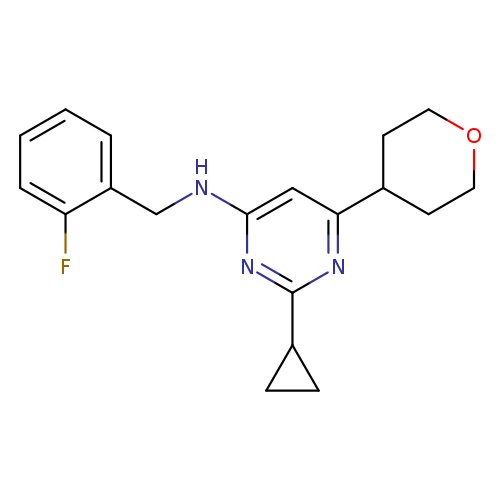 2-cyclopropyl-N-[(2-fluorophenyl)methyl]-6-(oxan-4-yl)pyrimidin-4-amine