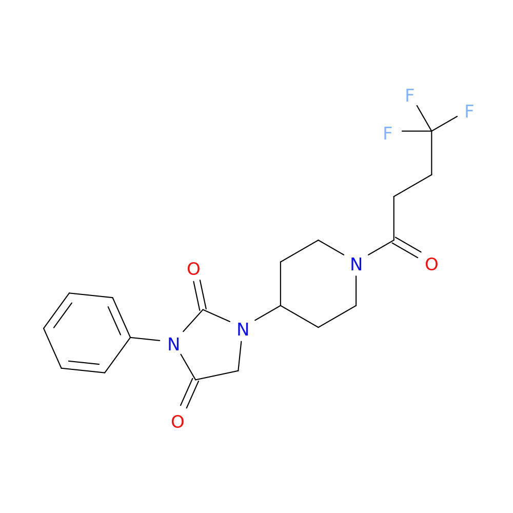 3-phenyl-1-[1-(4,4,4-trifluorobutanoyl)piperidin-4-yl]imidazolidine-2,4-dione
