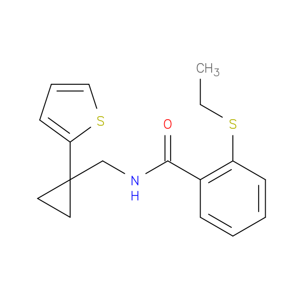 2-(ethylsulfanyl)-N-{[1-(thiophen-2-yl)cyclopropyl]methyl}benzamide