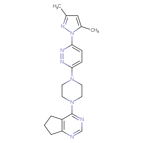 3-(4-{5H,6H,7H-cyclopenta[d]pyrimidin-4-yl}piperazin-1-yl)-6-(3,5-dimethyl-1H-pyrazol-1-yl)pyridazine
