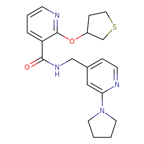 N-{[2-(pyrrolidin-1-yl)pyridin-4-yl]methyl}-2-(thiolan-3-yloxy)pyridine-3-carboxamide