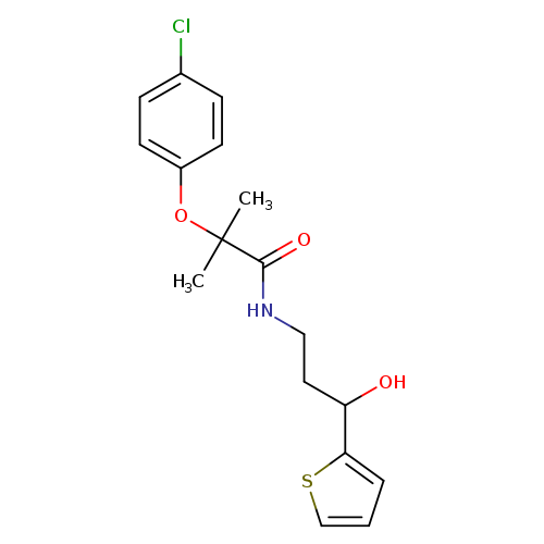 2-(4-chlorophenoxy)-N-[3-hydroxy-3-(thiophen-2-yl)propyl]-2-methylpropanamide