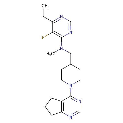 N-[(1-{5H,6H,7H-cyclopenta[d]pyrimidin-4-yl}piperidin-4-yl)methyl]-6-ethyl-5-fluoro-N-methylpyrimidin-4-amine
