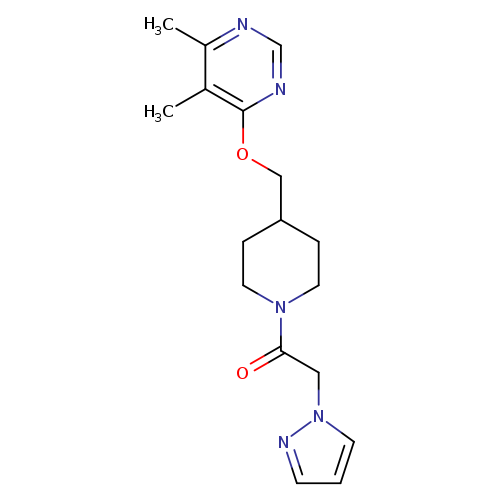 1-(4-{[(5,6-dimethylpyrimidin-4-yl)oxy]methyl}piperidin-1-yl)-2-(1H-pyrazol-1-yl)ethan-1-one