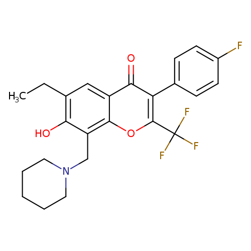 6-ethyl-3-(4-fluorophenyl)-7-hydroxy-8-[(piperidin-1-yl)methyl]-2-(trifluoromethyl)-4H-chromen-4-one