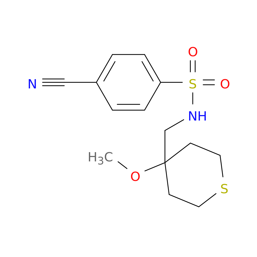 4-cyano-N-[(4-methoxythian-4-yl)methyl]benzene-1-sulfonamide