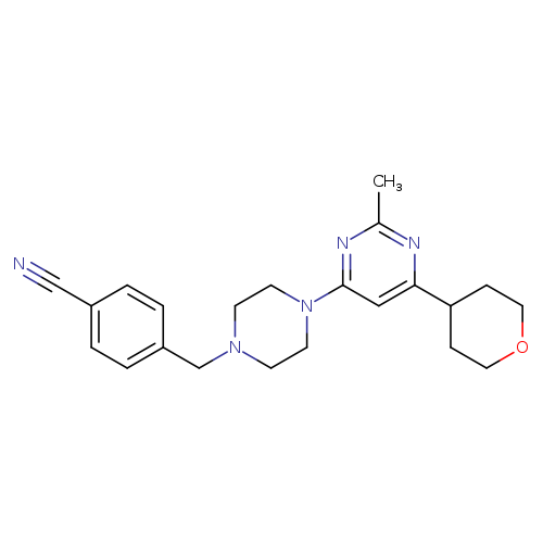 4-({4-[2-methyl-6-(oxan-4-yl)pyrimidin-4-yl]piperazin-1-yl}methyl)benzonitrile