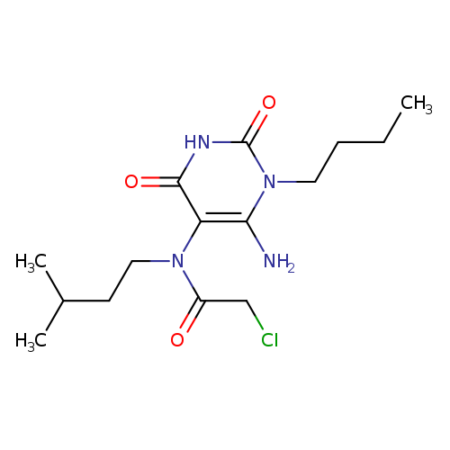 N-(6-amino-1-butyl-2,4-dioxo-1,2,3,4-tetrahydropyrimidin-5-yl)-2-chloro-N-(3-methylbutyl)acetamide