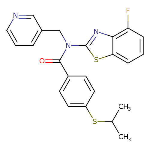 N-(4-fluoro-1,3-benzothiazol-2-yl)-4-(propan-2-ylsulfanyl)-N-[(pyridin-3-yl)methyl]benzamide